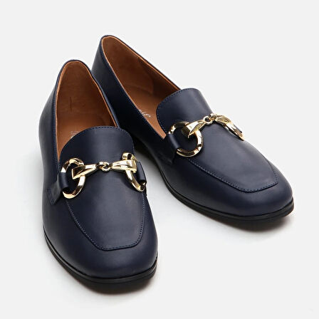 Hakiki Deri Lacivert Kadın Loafer