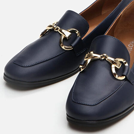 Hakiki Deri Lacivert Kadın Loafer