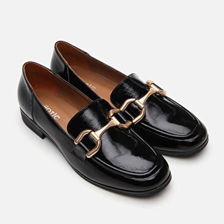 Hakiki Deri Siyah Kadın Loafer