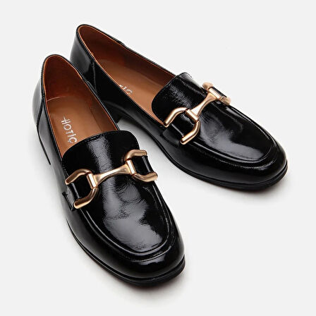 Hakiki Deri Siyah Kadın Loafer