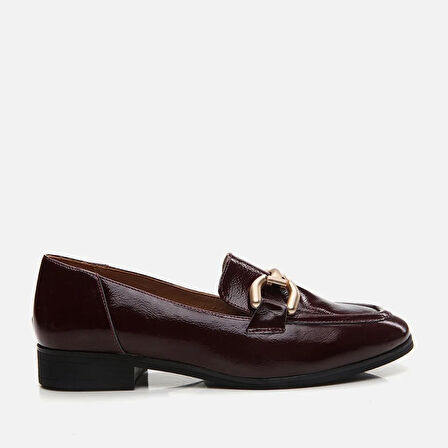 Hakiki Deri Bordo Kadın Loafer