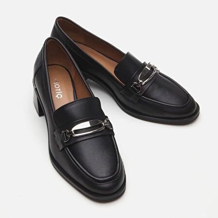 Hakiki Deri Siyah Kadın Loafer