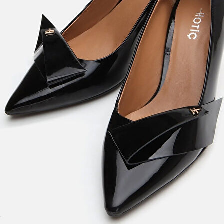 Hakiki Deri Siyah Kadın Stiletto