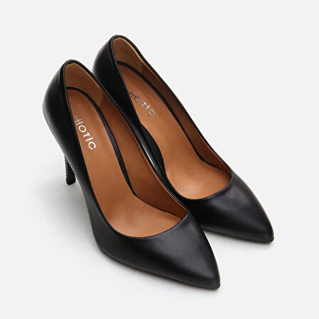Hakiki Deri Siyah Kadın Stiletto