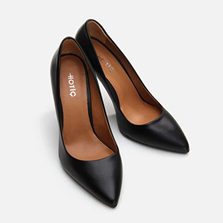 Hakiki Deri Siyah Kadın Stiletto
