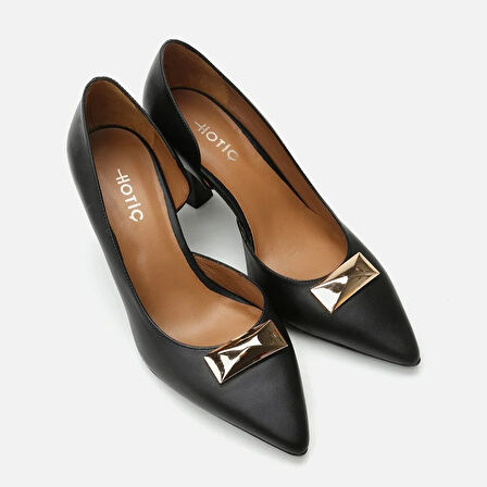 Hakiki Deri Siyah Kadın Stiletto