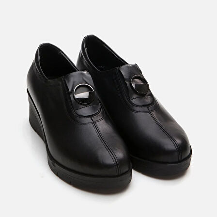 Hakiki Deri Siyah Kadın Loafer