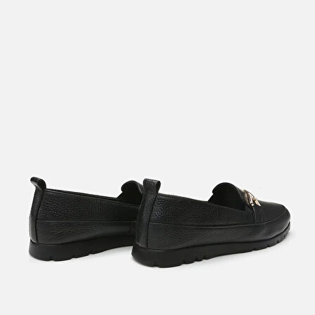 Hakiki Deri Siyah Kadın Loafer