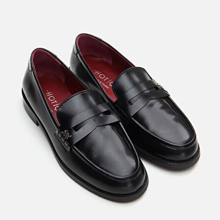 Hakiki Deri Siyah Kadın Loafer