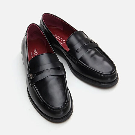 Hakiki Deri Siyah Kadın Loafer