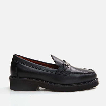 Hakiki Deri Siyah Kadın Loafer