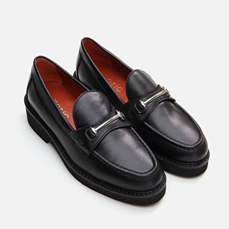 Hakiki Deri Siyah Kadın Loafer