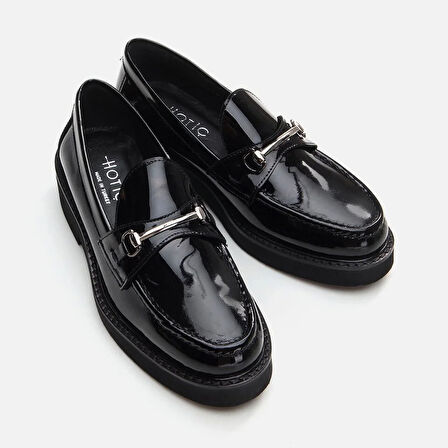 Hakiki Deri Siyah Kadın Loafer