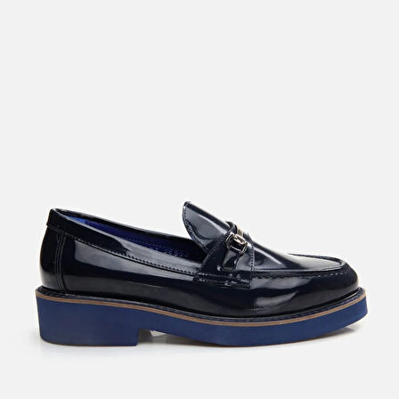 Hakiki Deri Lacivert Kadın Loafer