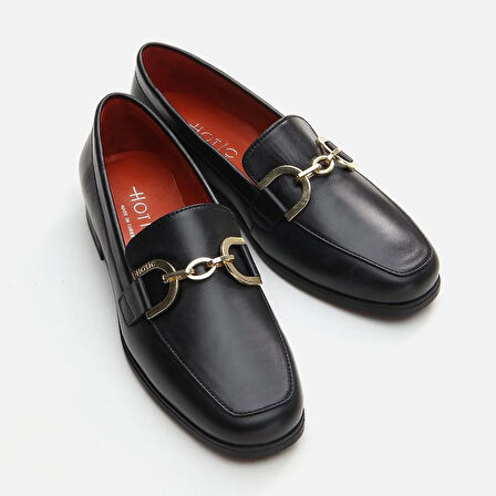 Hakiki Deri Siyah Kadın Loafer