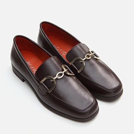 Hakiki Deri Kahve Kadın Loafer