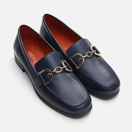 Hakiki Deri Lacivert Kadın Loafer