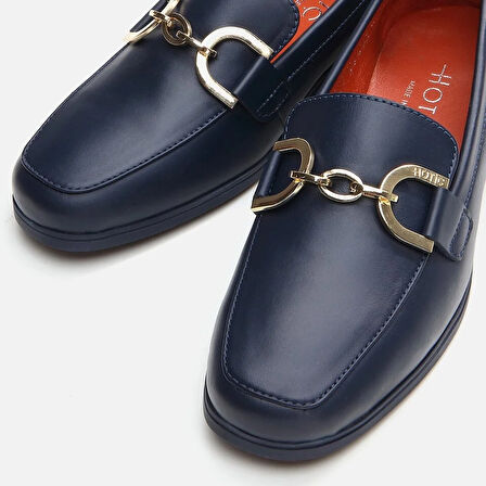 Hakiki Deri Lacivert Kadın Loafer