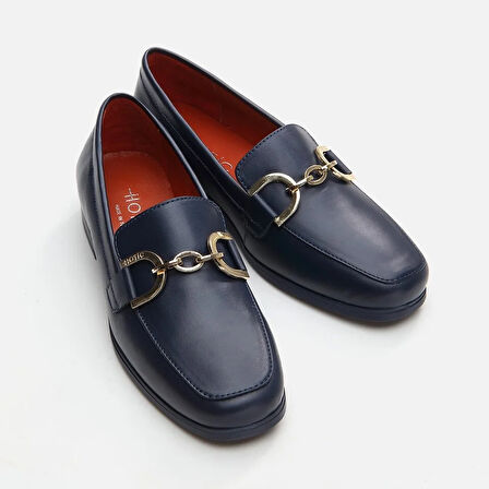 Hakiki Deri Lacivert Kadın Loafer