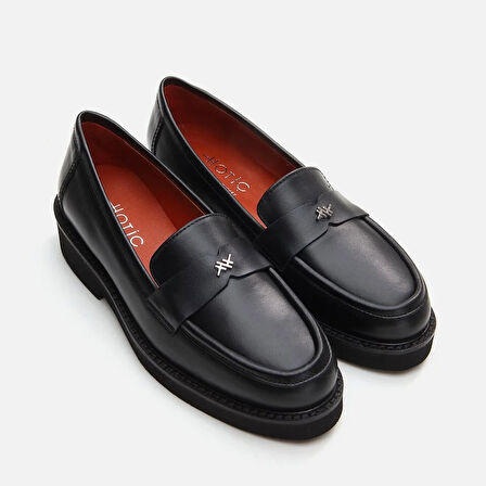 Hakiki Deri Siyah Kadın Loafer