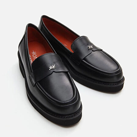 Hakiki Deri Siyah Kadın Loafer