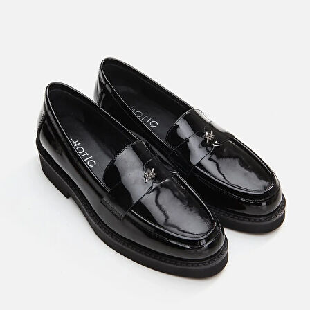Hakiki Deri Siyah Kadın Loafer