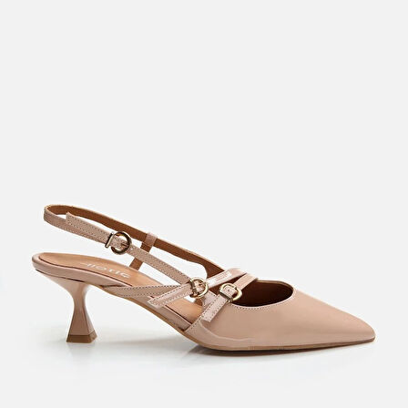 Hakiki Deri Naturel Kadın Stiletto