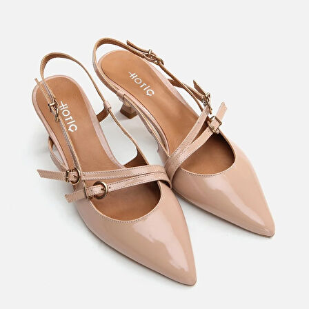 Hakiki Deri Naturel Kadın Stiletto
