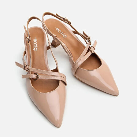 Hakiki Deri Naturel Kadın Stiletto