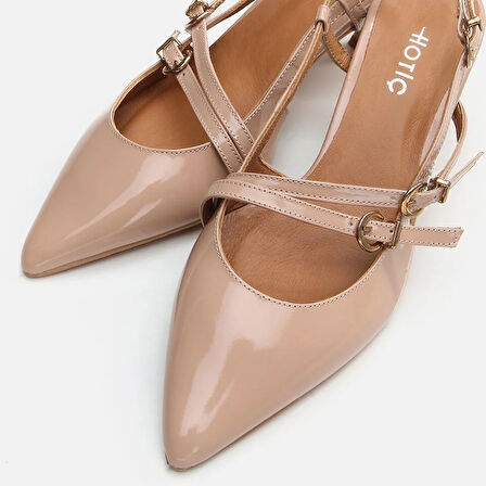 Hakiki Deri Naturel Kadın Stiletto