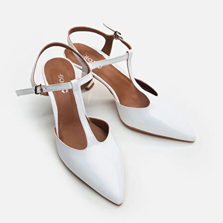 Hakiki Deri Beyaz Kadın Stiletto