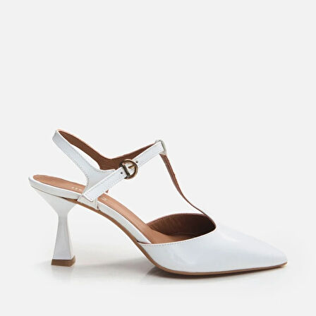 Hakiki Deri Beyaz Kadın Stiletto