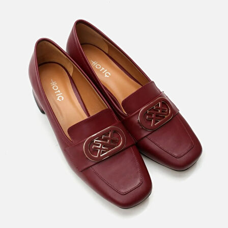 Hakiki Deri Bordo Kadın Loafer