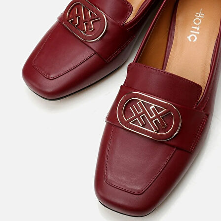 Hakiki Deri Bordo Kadın Loafer