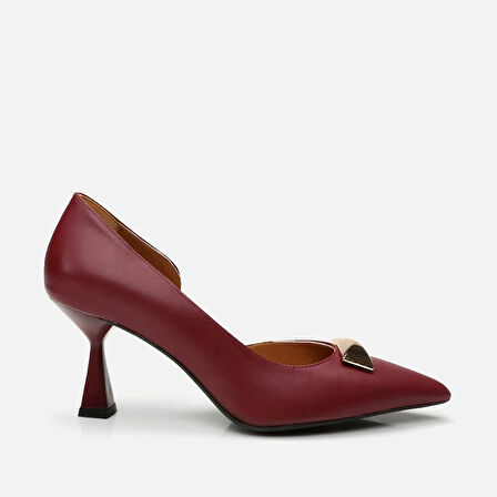 Hakiki Deri Bordo Kadın Stiletto