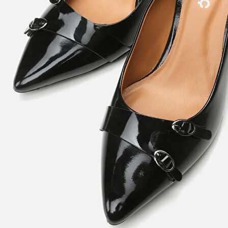Hakiki Deri Siyah Kadın Stiletto