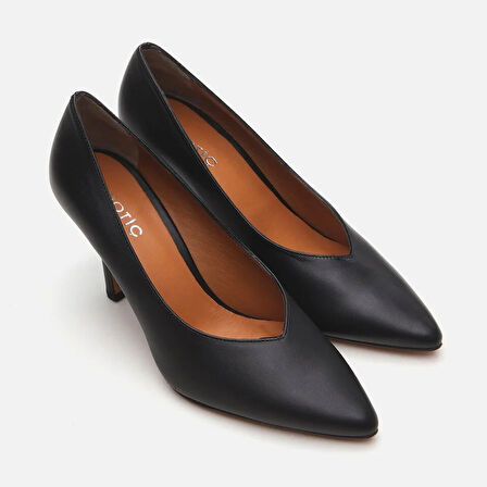 Hakiki Deri Siyah Kadın Stiletto