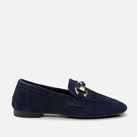 Hakiki Deri Lacivert Kadın Loafer