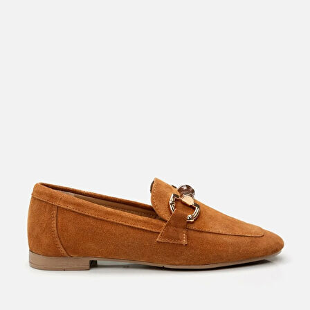 Hakiki Deri Camel Kadın Loafer