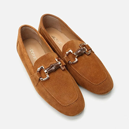 Hakiki Deri Camel Kadın Loafer