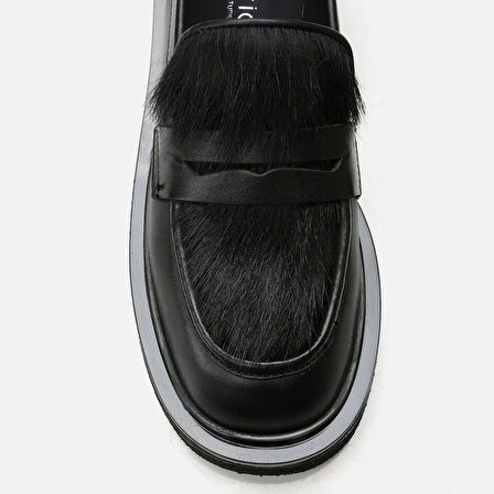 Hakiki Deri Siyah Kadın Loafer