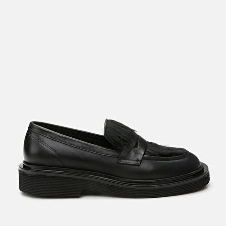Hakiki Deri Siyah Kadın Loafer