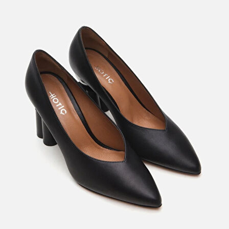 Hakiki Deri Siyah Kadın Stiletto