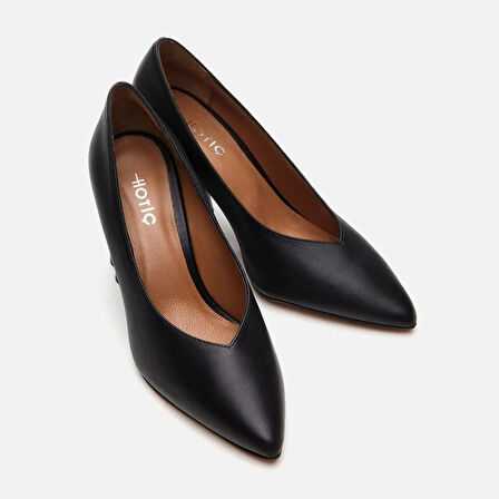 Hakiki Deri Siyah Kadın Stiletto