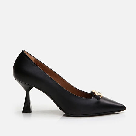 Hakiki Deri Siyah Kadın Stiletto