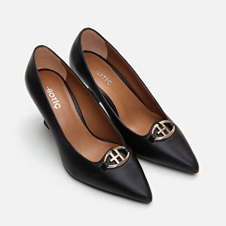 Hakiki Deri Siyah Kadın Stiletto