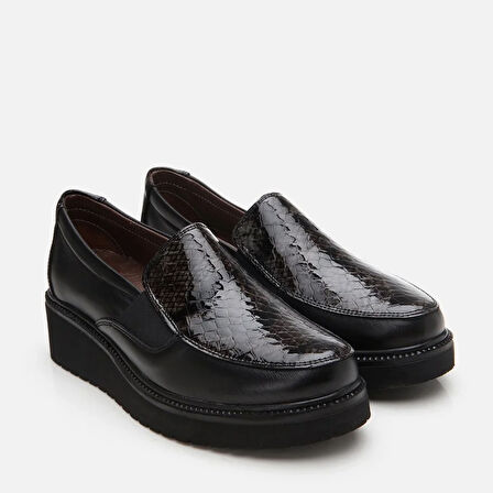 Hakiki Deri Siyah Kadın Loafer