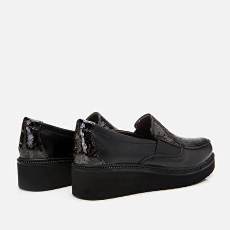 Hakiki Deri Siyah Kadın Loafer
