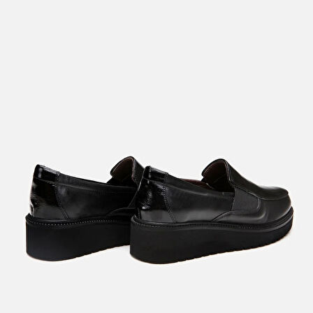 Hakiki Deri Siyah Kadın Loafer
