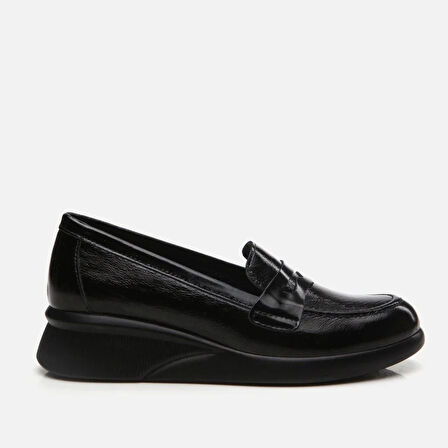 Hakiki Deri Siyah Kadın Loafer